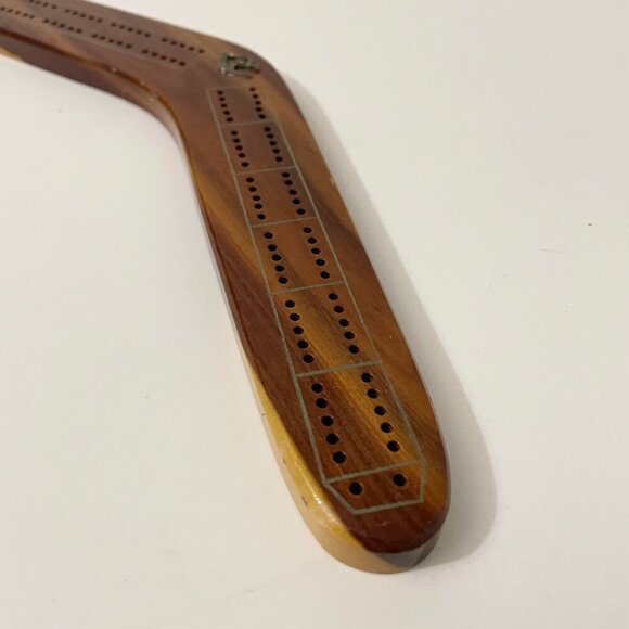 Vintage Australia Souvenir Wooden Boomerang Cribbage Board - Picture 4 of 16